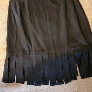 Bates Elegant Black Fringe Mini Skirt